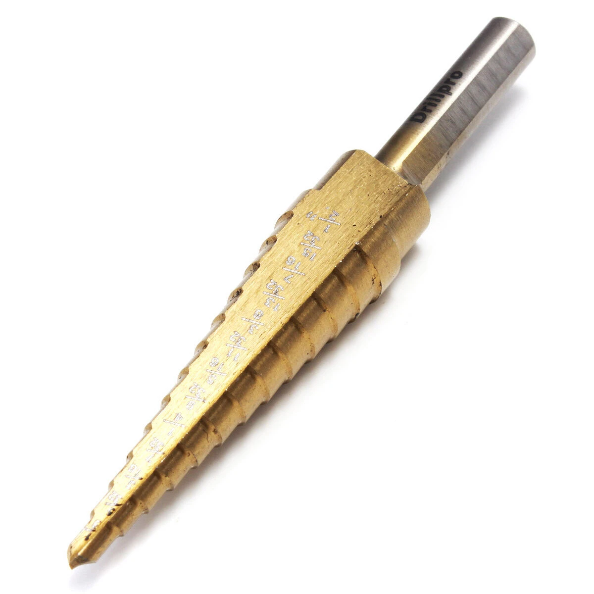 Drillpro DB-S4 HSS Titanium Pagoda Drill Bit - 1/4&3/8&1/2 Round Shank, Ladder Drill