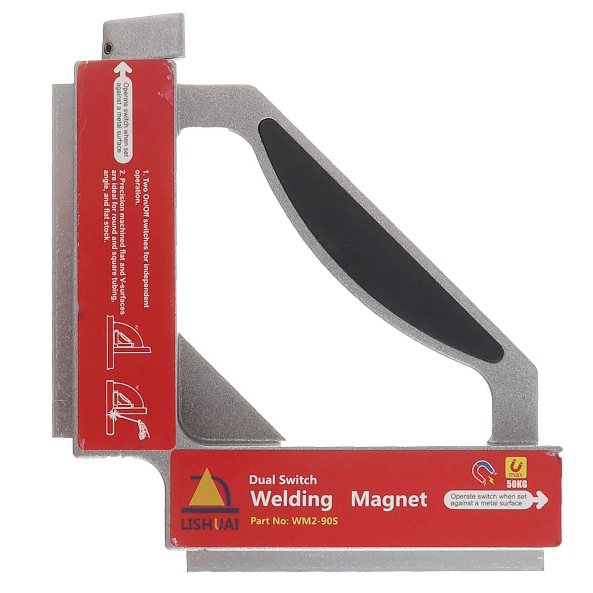 WM2-90S Double Switch Welding Magnet - 50Kg Pulling Force Strong NdFeB Clamp Holder