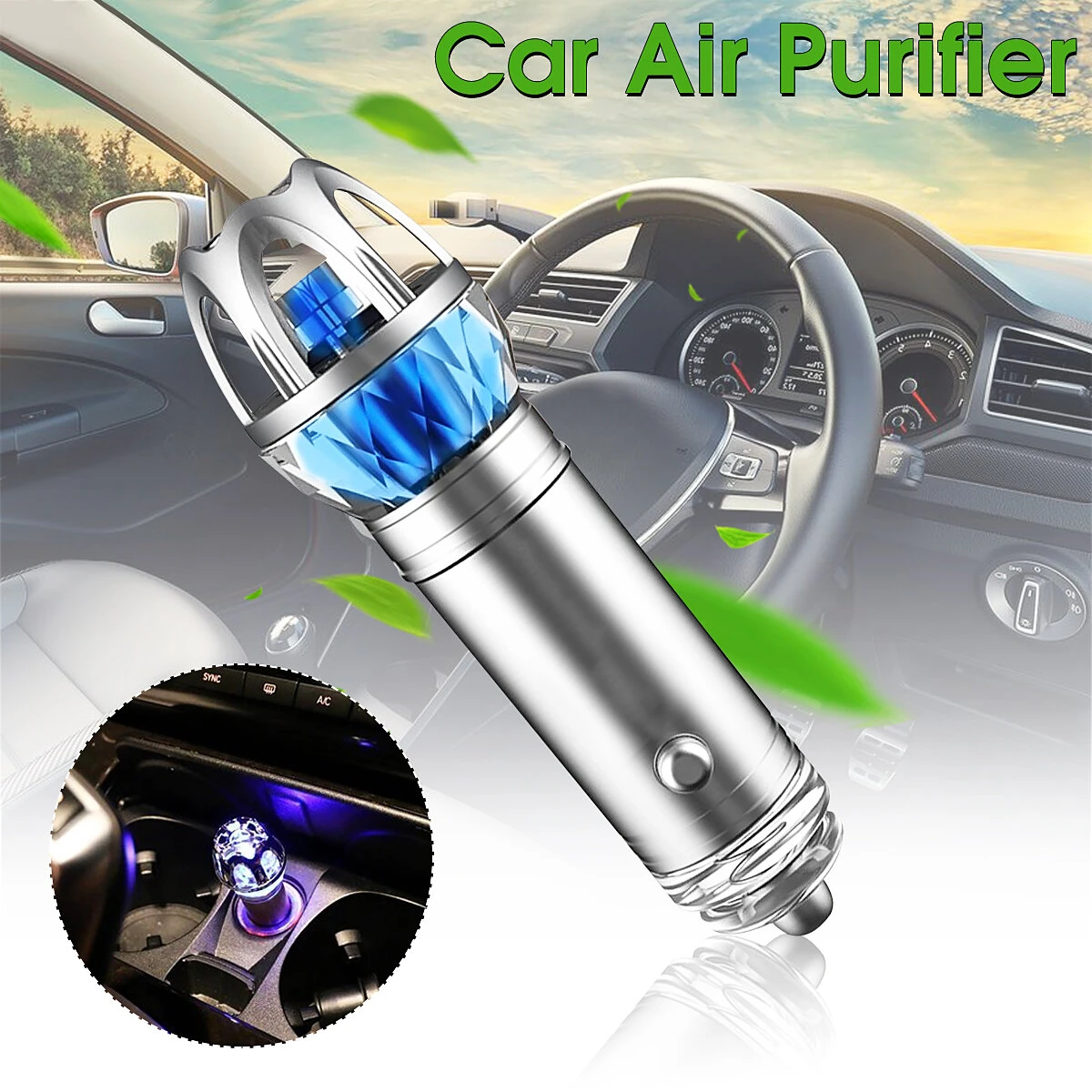 Augienb Car Air Purifier Ionizer - Remove Smoke Odor & Dust - USA Made
