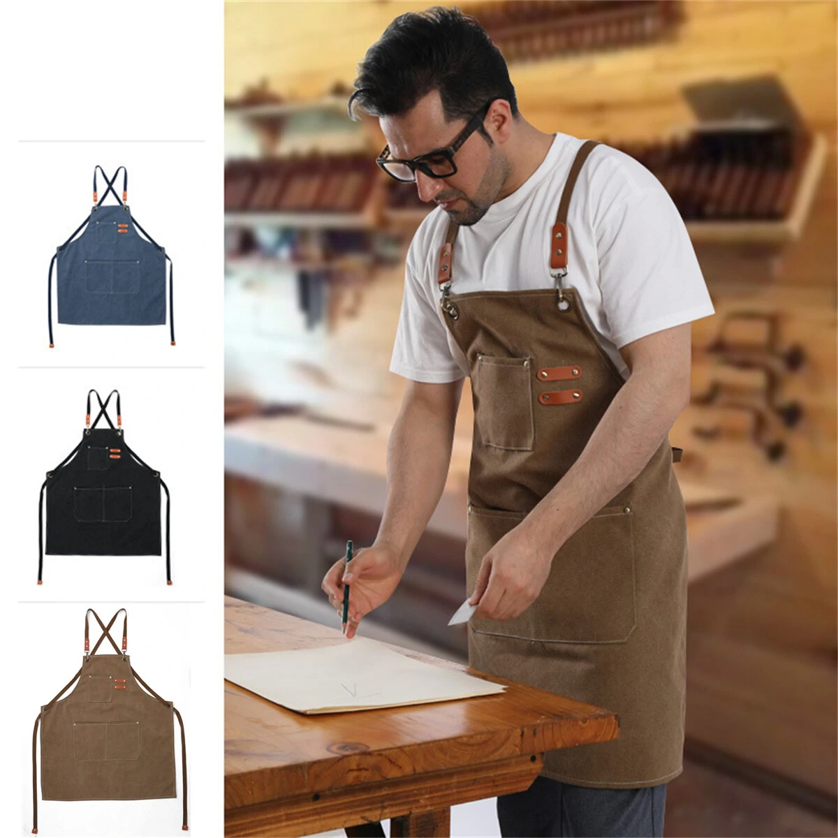 Premium Canvas Apron - Universal Fit 76x68cm - Waterproof Woodworking Protection