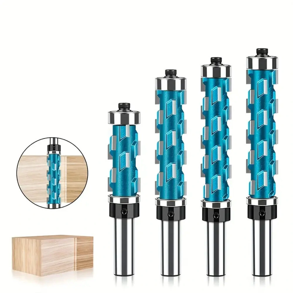 Blue Precision Spiral Flush Trim Router Bit Set - 1/2in & 12mm Shank | Double Bearings